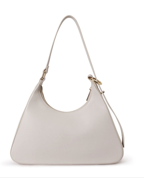 Bolvaint Blanche Leather Purse Light Gray Gold Small  Medium Shoulder Tote Bag - Picture 3 of 6